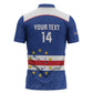 Cape Verde Football Custom Zipper Polo Shirt Come On Tubaroes Azuis Shark