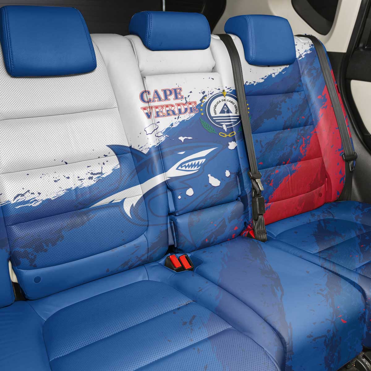 Cape Verde Football Back Car Seat Cover Tubaroes Azuis Glory World Cup - African Pride