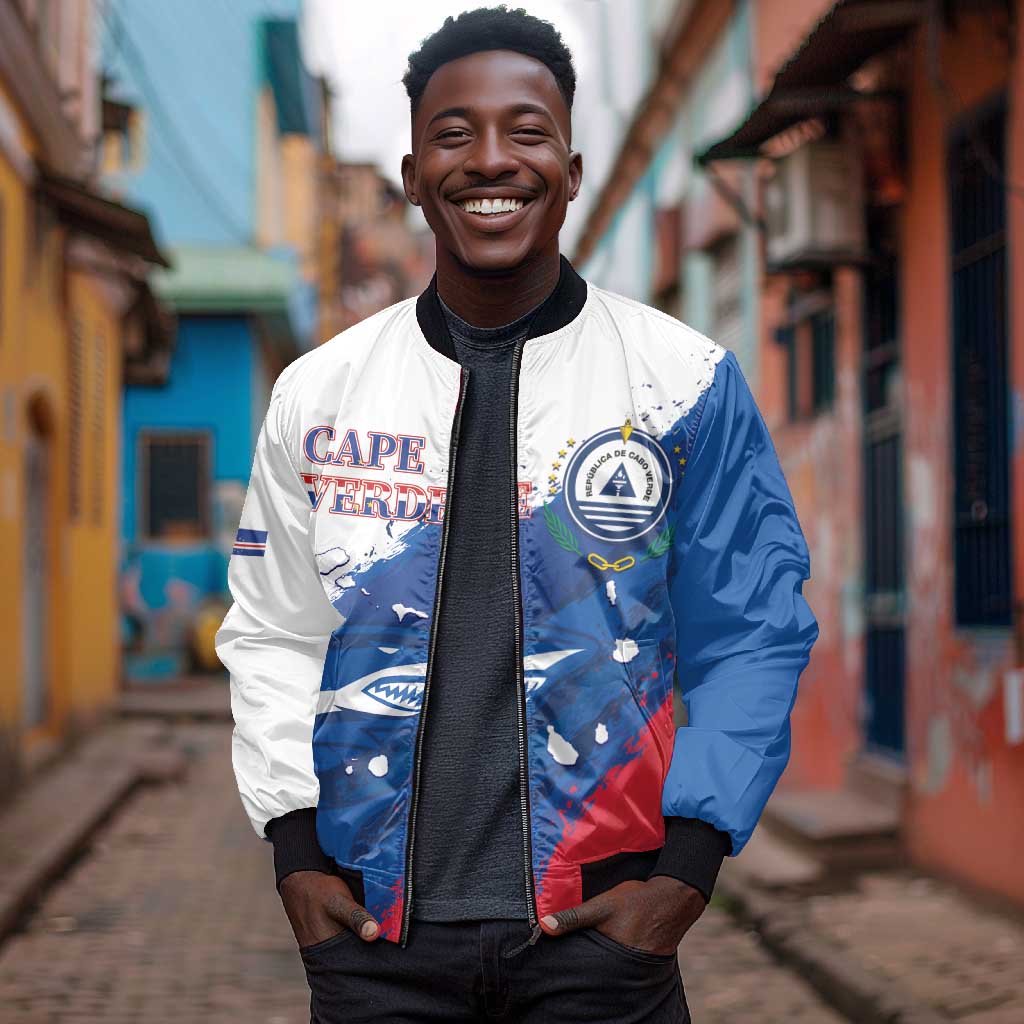 Cape Verde Football Custom Bomber Jacket Tubaroes Azuis Glory World Cup - African Pride