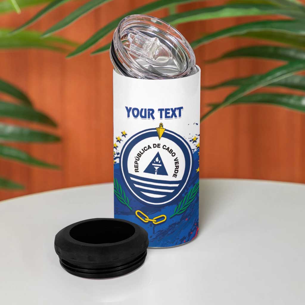 Cape Verde Football Custom 4 in 1 Can Cooler Tumbler Tubaroes Azuis Glory World Cup - African Pride