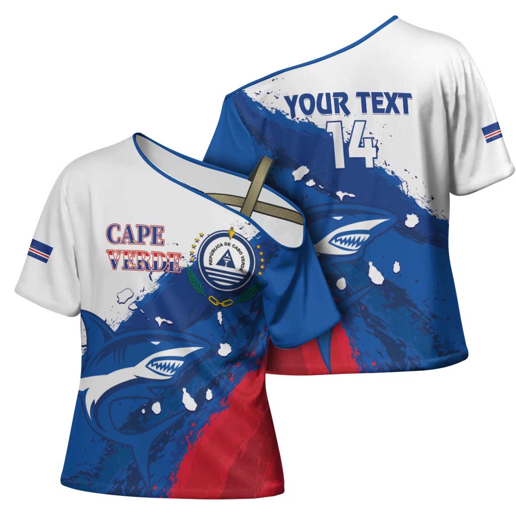 Cape Verde Football Custom Cross Shoulder Shirt Tubaroes Azuis Glory World Cup