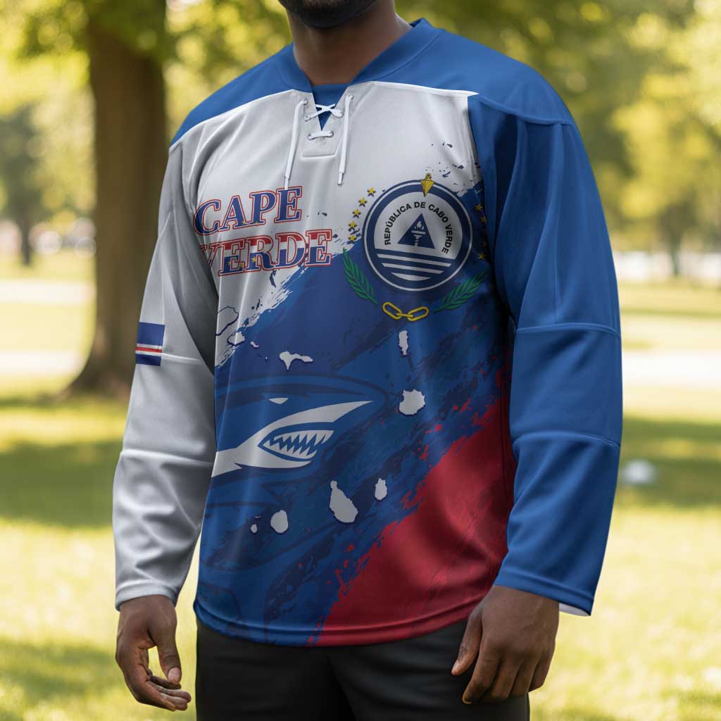 Cape Verde Football Custom Hockey Jersey Tubaroes Azuis Glory World Cup