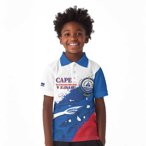 Cape Verde Football Custom Kid Polo Shirt Tubaroes Azuis Glory World Cup - African Pride
