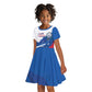Cape Verde Football Custom Kid Short Sleeve Dress Tubaroes Azuis Glory World Cup - African Pride
