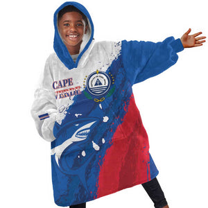 Cape Verde Football Custom Kid Wearable Blanket Hoodie Tubaroes Azuis Glory World Cup - African Pride