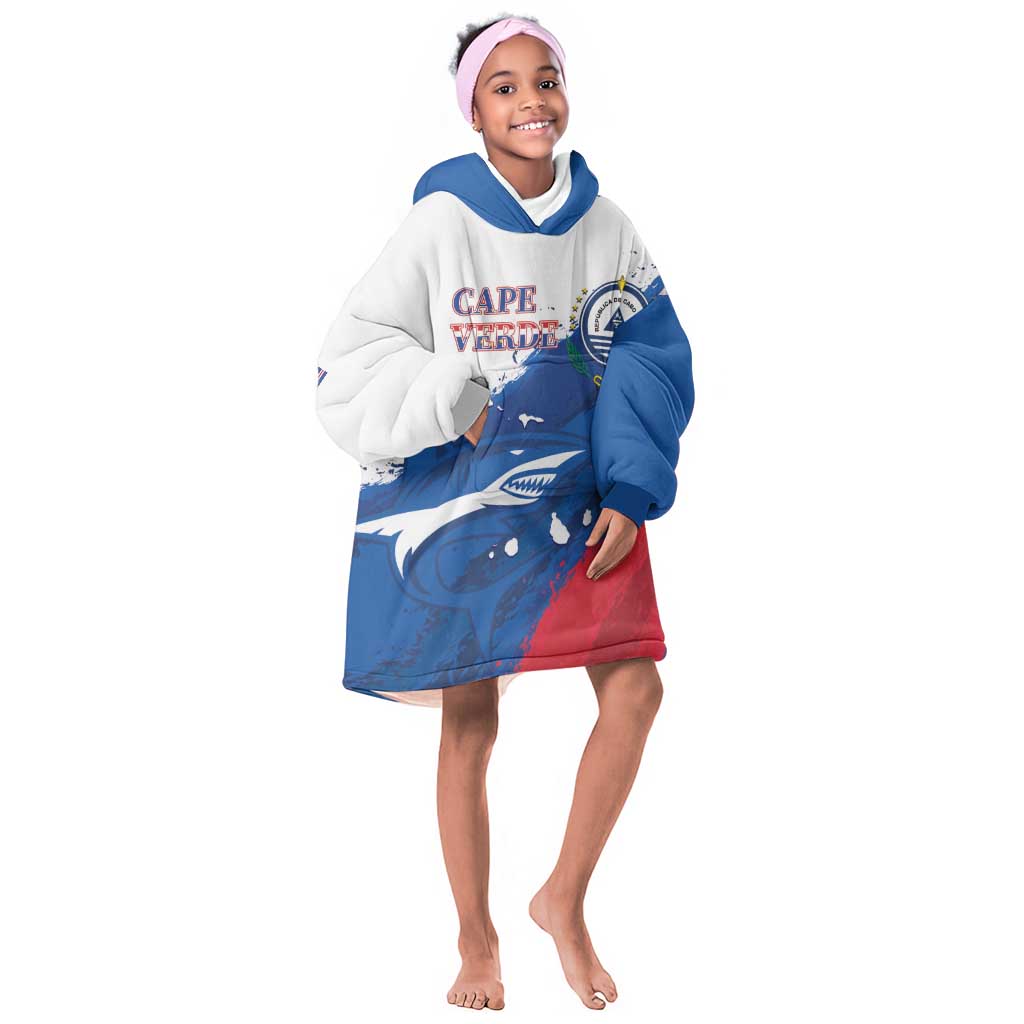 Cape Verde Football Custom Kid Wearable Blanket Hoodie Tubaroes Azuis Glory World Cup - African Pride