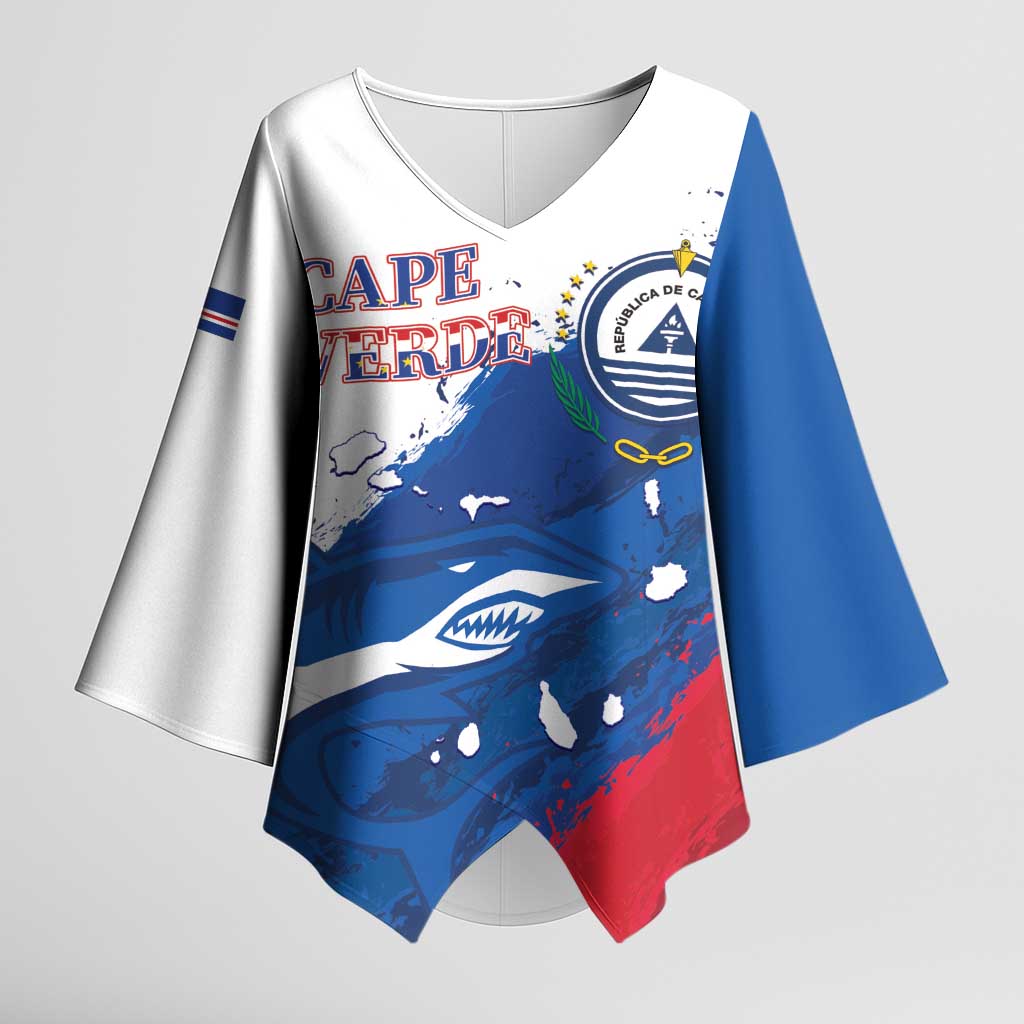 Cape Verde Football Custom Kimono Sleeve Blouse Tubaroes Azuis Glory World Cup