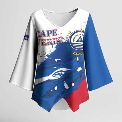 Cape Verde Football Custom Kimono Sleeve Blouse Tubaroes Azuis Glory World Cup