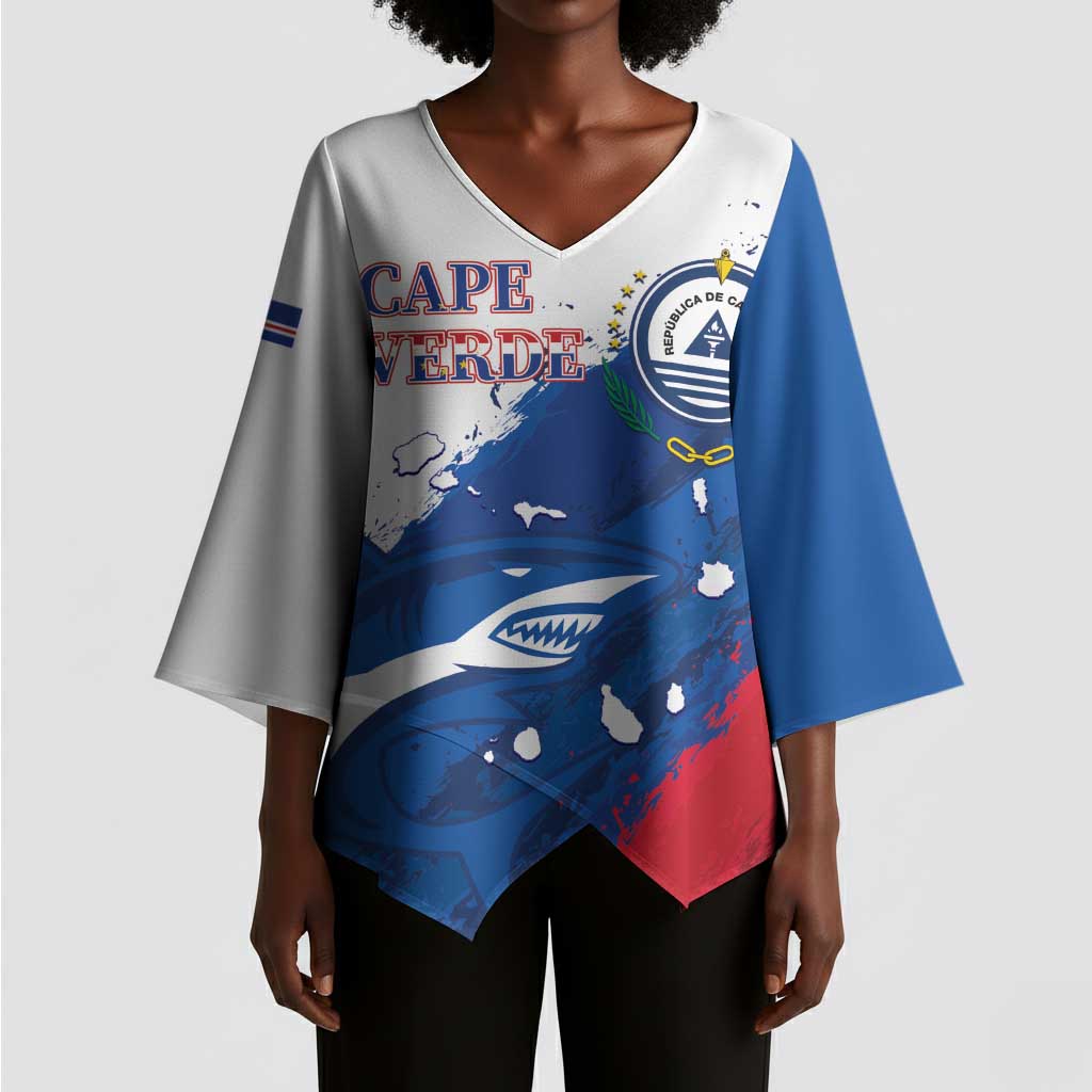 Cape Verde Football Custom Kimono Sleeve Blouse Tubaroes Azuis Glory World Cup