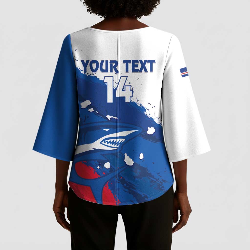 Cape Verde Football Custom Kimono Sleeve Blouse Tubaroes Azuis Glory World Cup