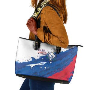 Cape Verde Football Leather Tote Bag Tubaroes Azuis Glory World Cup - African Pride