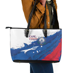Cape Verde Football Leather Tote Bag Tubaroes Azuis Glory World Cup - African Pride