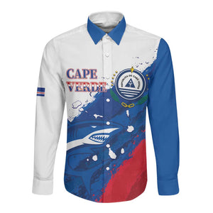 Cape Verde Football Custom Long Sleeve Button Shirt Tubaroes Azuis Glory World Cup - African Pride
