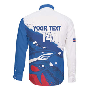 Cape Verde Football Custom Long Sleeve Button Shirt Tubaroes Azuis Glory World Cup - African Pride
