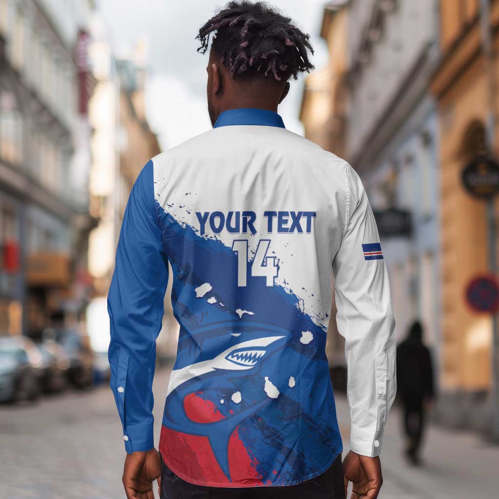 Cape Verde Football Custom Long Sleeve Button Shirt Tubaroes Azuis Glory World Cup - African Pride