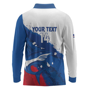 Cape Verde Football Custom Long Sleeve Polo Shirt Tubaroes Azuis Glory World Cup - African Pride