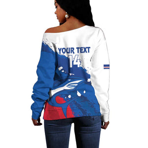Cape Verde Football Custom Off Shoulder Sweater Tubaroes Azuis Glory World Cup - African Pride