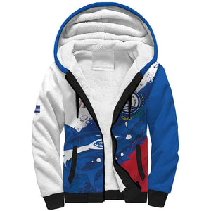 Cape Verde Football Custom Sherpa Hoodie Tubaroes Azuis Glory World Cup - African Pride