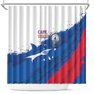 Cape Verde Football Shower Curtain Tubaroes Azuis Glory World Cup - African Pride