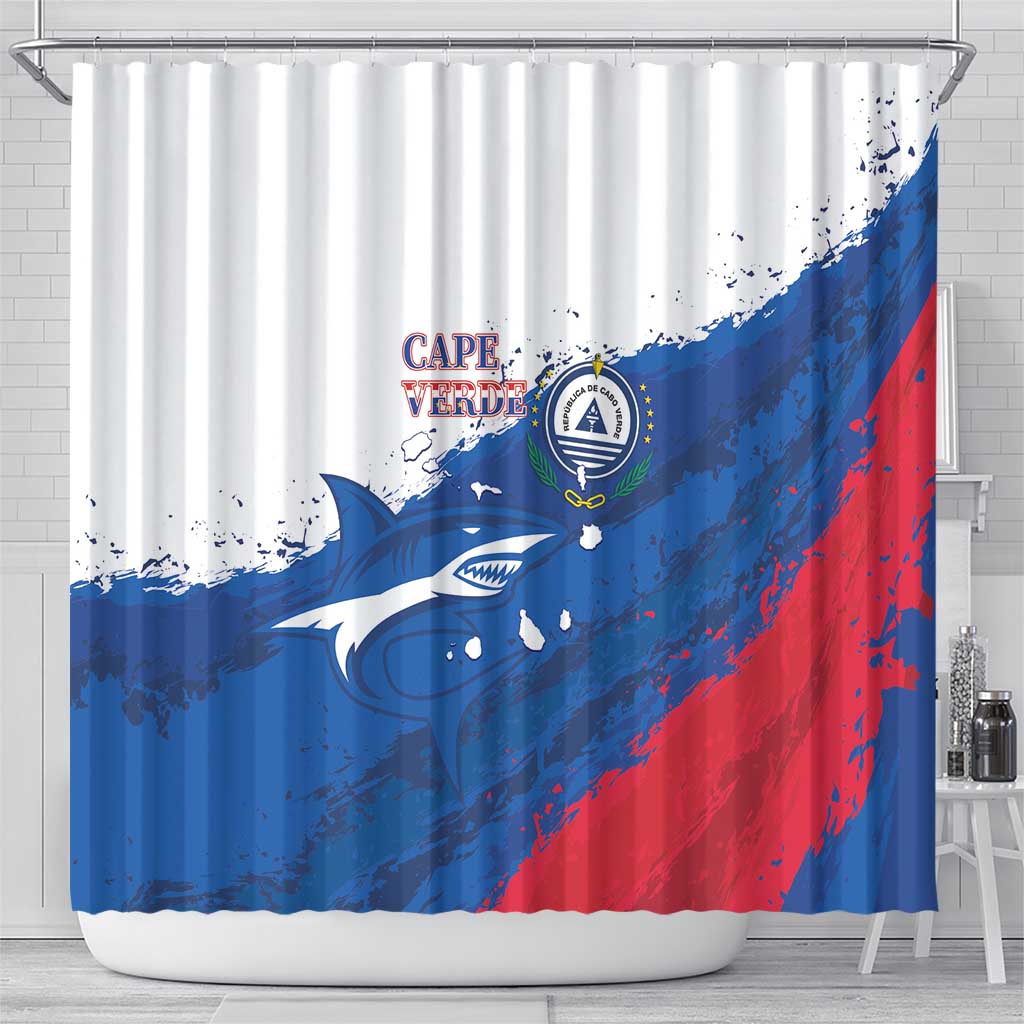 Cape Verde Football Shower Curtain Tubaroes Azuis Glory World Cup - African Pride