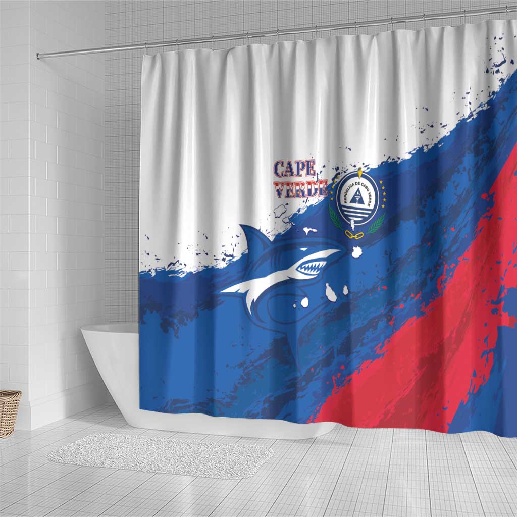 Cape Verde Football Shower Curtain Tubaroes Azuis Glory World Cup - African Pride