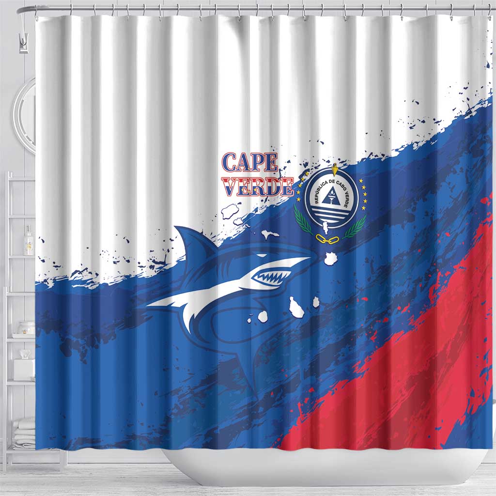 Cape Verde Football Shower Curtain Tubaroes Azuis Glory World Cup - African Pride