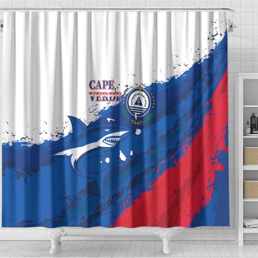 Cape Verde Football Shower Curtain Tubaroes Azuis Glory World Cup - African Pride