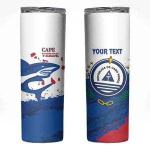 Cape Verde Football Custom Skinny Tumbler Tubaroes Azuis Glory World Cup - African Pride