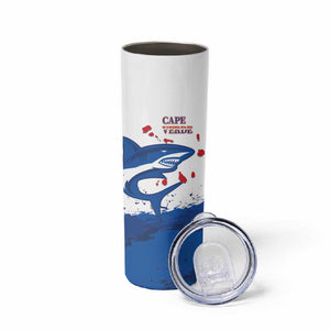 Cape Verde Football Custom Skinny Tumbler Tubaroes Azuis Glory World Cup - African Pride