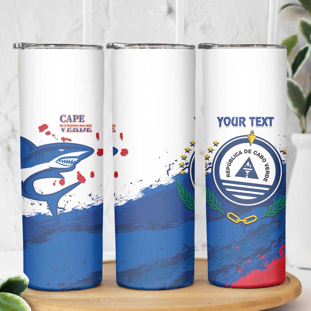 Cape Verde Football Custom Skinny Tumbler Tubaroes Azuis Glory World Cup - African Pride