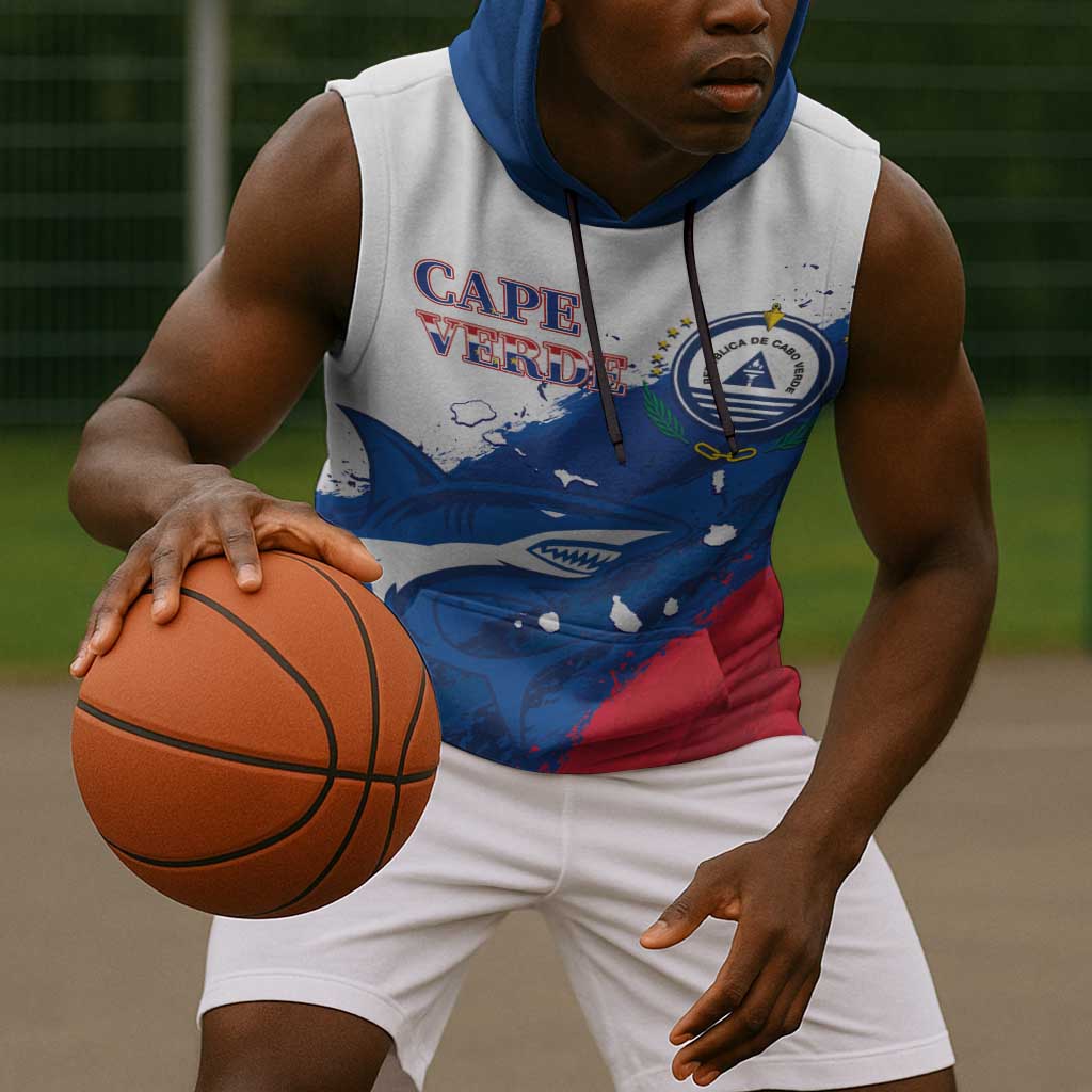 Cape Verde Football Custom Sleeveless Hoodie Tubaroes Azuis Glory World Cup - African Pride