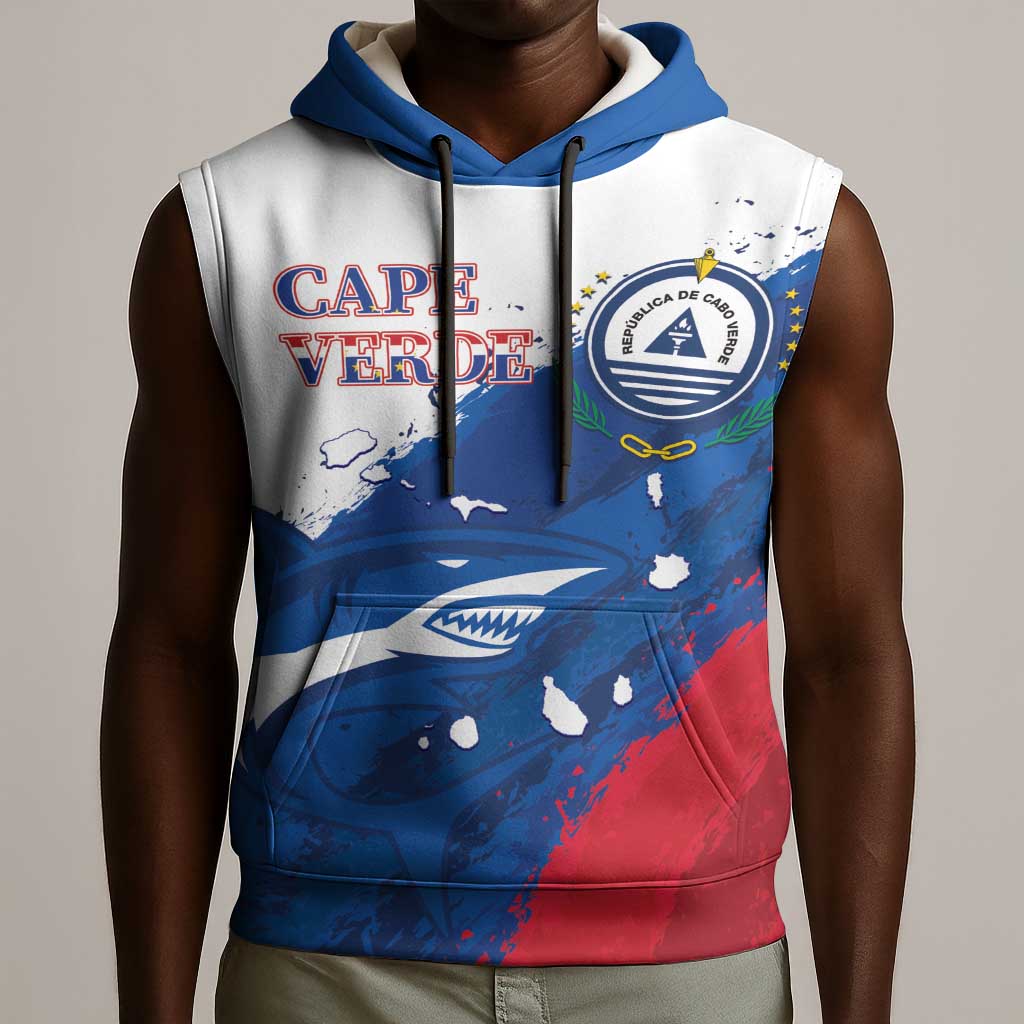 Cape Verde Football Custom Sleeveless Hoodie Tubaroes Azuis Glory World Cup - African Pride