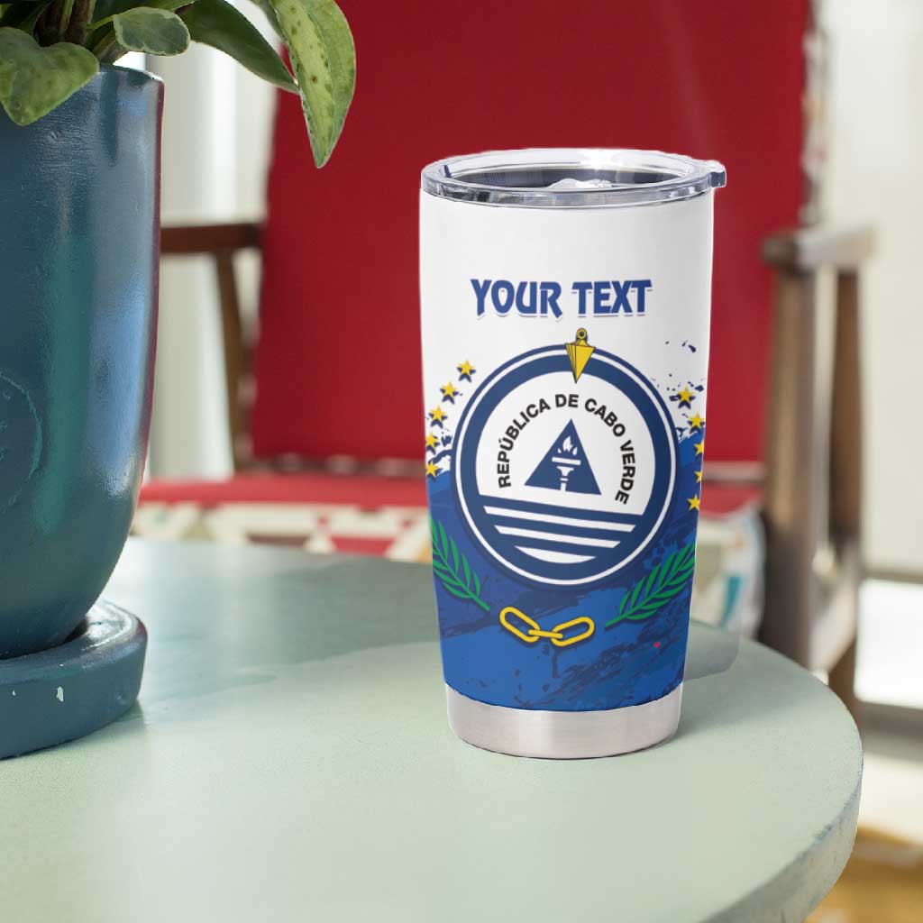 Cape Verde Football Custom Tumbler Cup Tubaroes Azuis Glory World Cup - African Pride