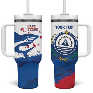 Cape Verde Football Custom Tumbler With Handle Tubaroes Azuis Glory World Cup - African Pride