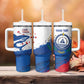 Cape Verde Football Custom Tumbler With Handle Tubaroes Azuis Glory World Cup - African Pride