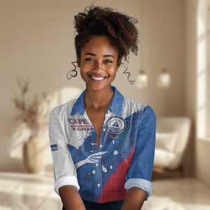 Cape Verde Football Custom Women Casual Shirt Tubaroes Azuis Glory World Cup - African Pride