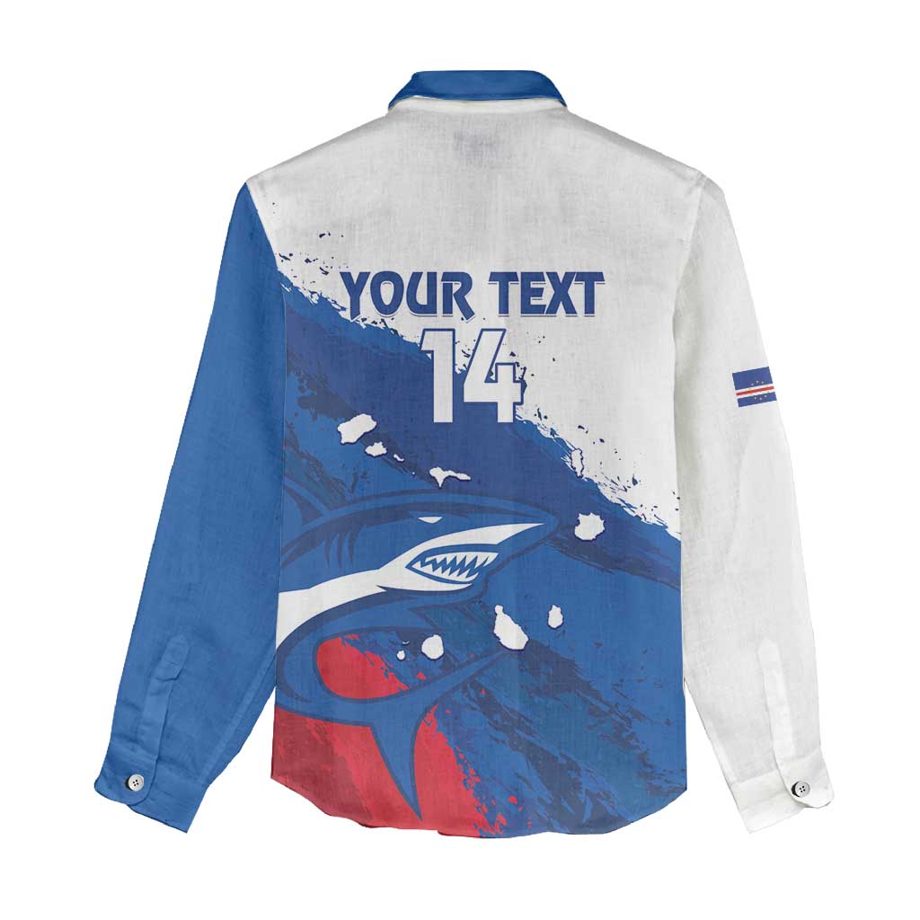Cape Verde Football Custom Women Casual Shirt Tubaroes Azuis Glory World Cup - African Pride