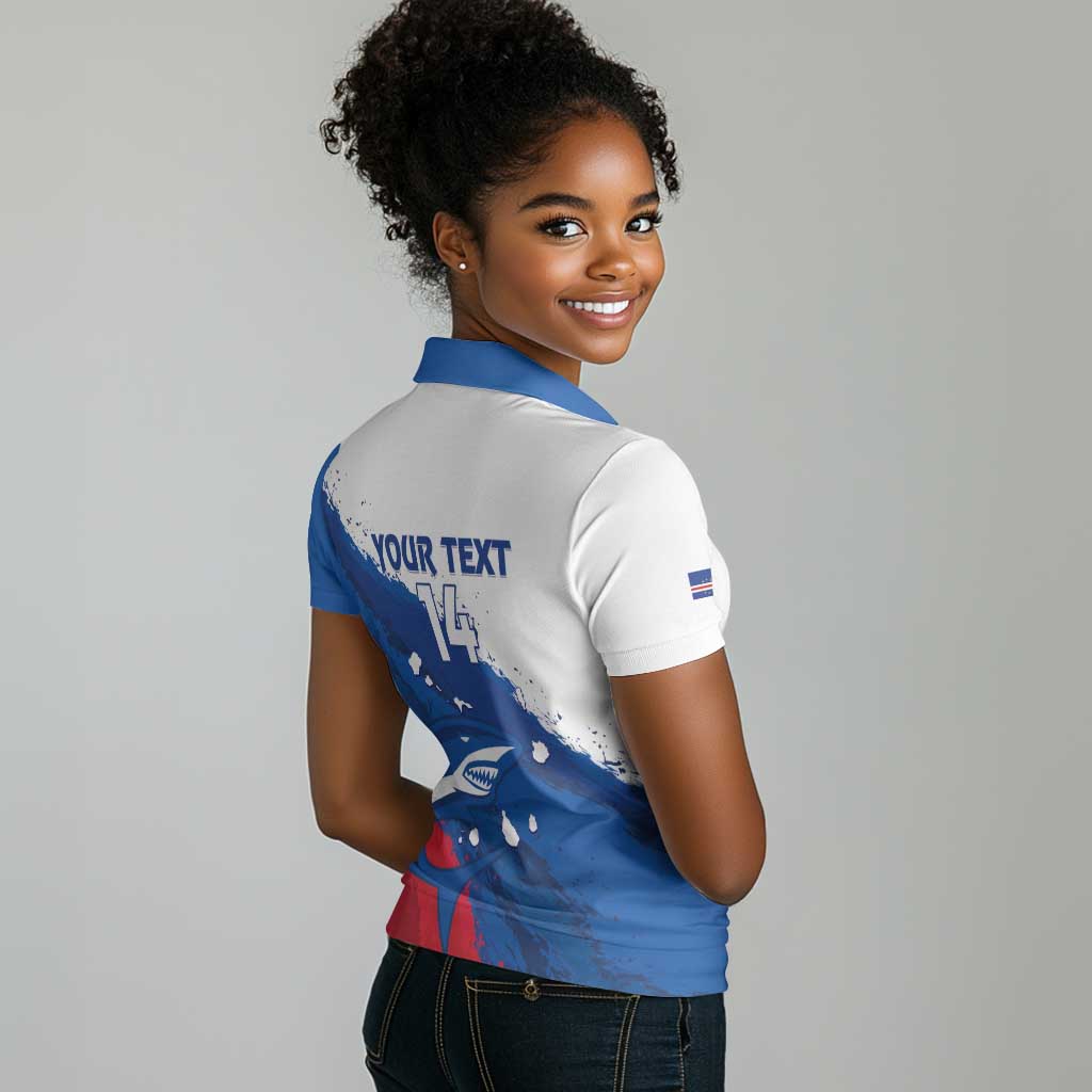 Cape Verde Football Custom Women Polo Shirt Tubaroes Azuis Glory World Cup - African Pride