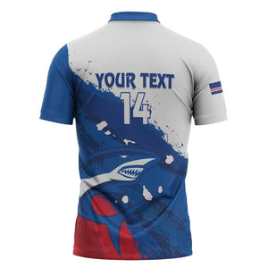 Cape Verde Football Custom Zipper Polo Shirt Tubaroes Azuis Glory World Cup