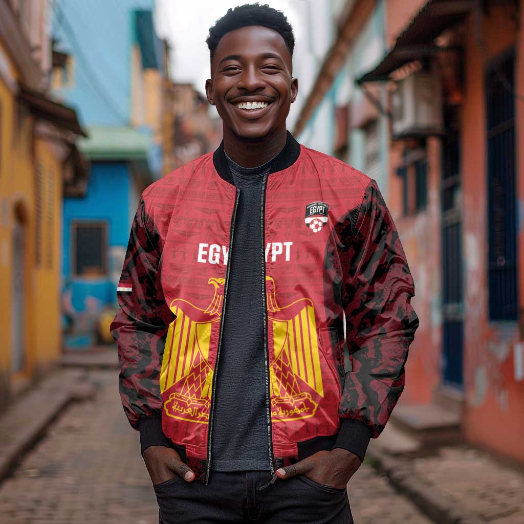 Custom Egypt Football Bomber Jacket 2026 Go Pharaohs Ancient Egyptian Pattern - African Pride