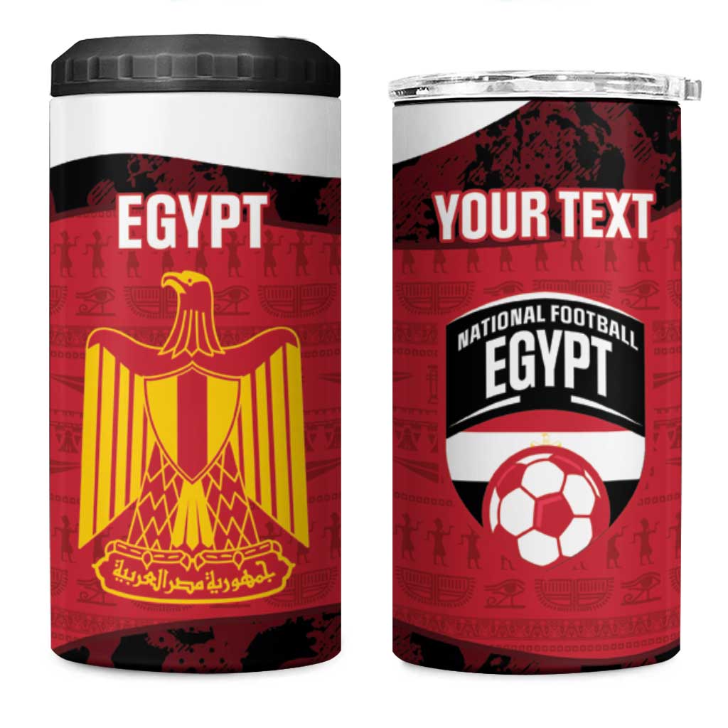 Custom Egypt Football 4 in 1 Can Cooler Tumbler 2026 Go Pharaohs Ancient Egyptian Pattern - African Pride