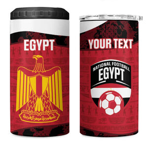 Custom Egypt Football 4 in 1 Can Cooler Tumbler 2026 Go Pharaohs Ancient Egyptian Pattern - African Pride