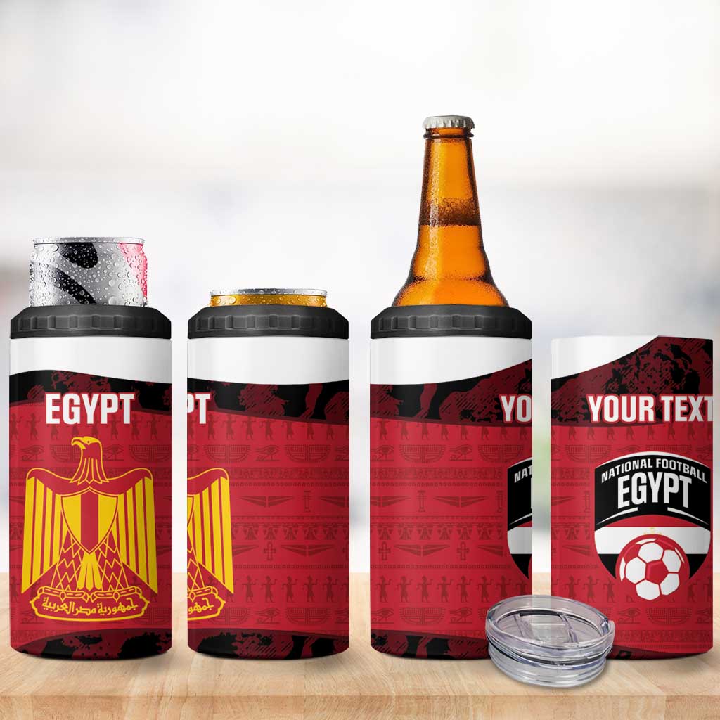 Custom Egypt Football 4 in 1 Can Cooler Tumbler 2026 Go Pharaohs Ancient Egyptian Pattern - African Pride