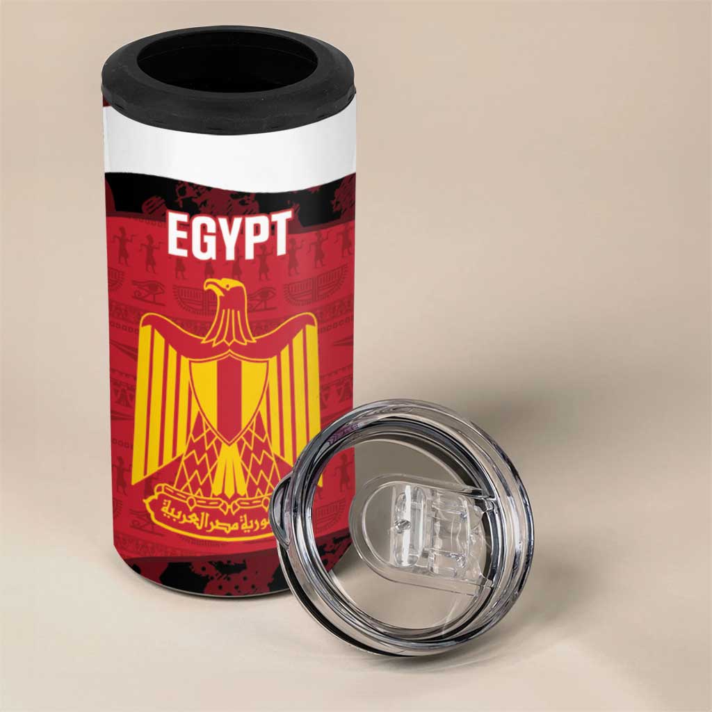 Custom Egypt Football 4 in 1 Can Cooler Tumbler 2026 Go Pharaohs Ancient Egyptian Pattern - African Pride