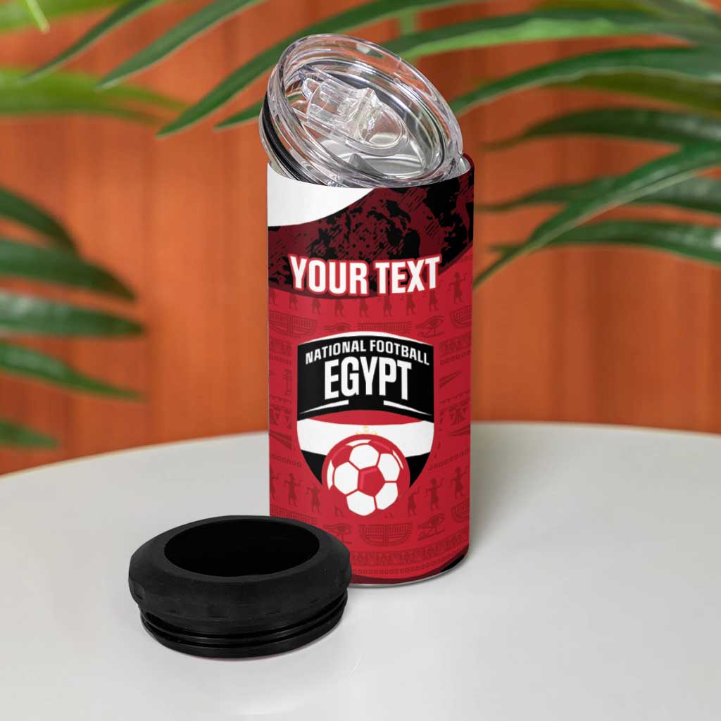 Custom Egypt Football 4 in 1 Can Cooler Tumbler 2026 Go Pharaohs Ancient Egyptian Pattern - African Pride