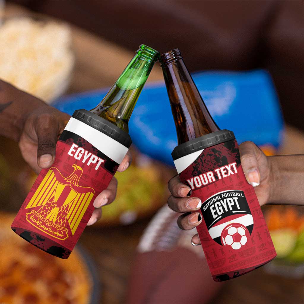 Custom Egypt Football 4 in 1 Can Cooler Tumbler 2026 Go Pharaohs Ancient Egyptian Pattern - African Pride