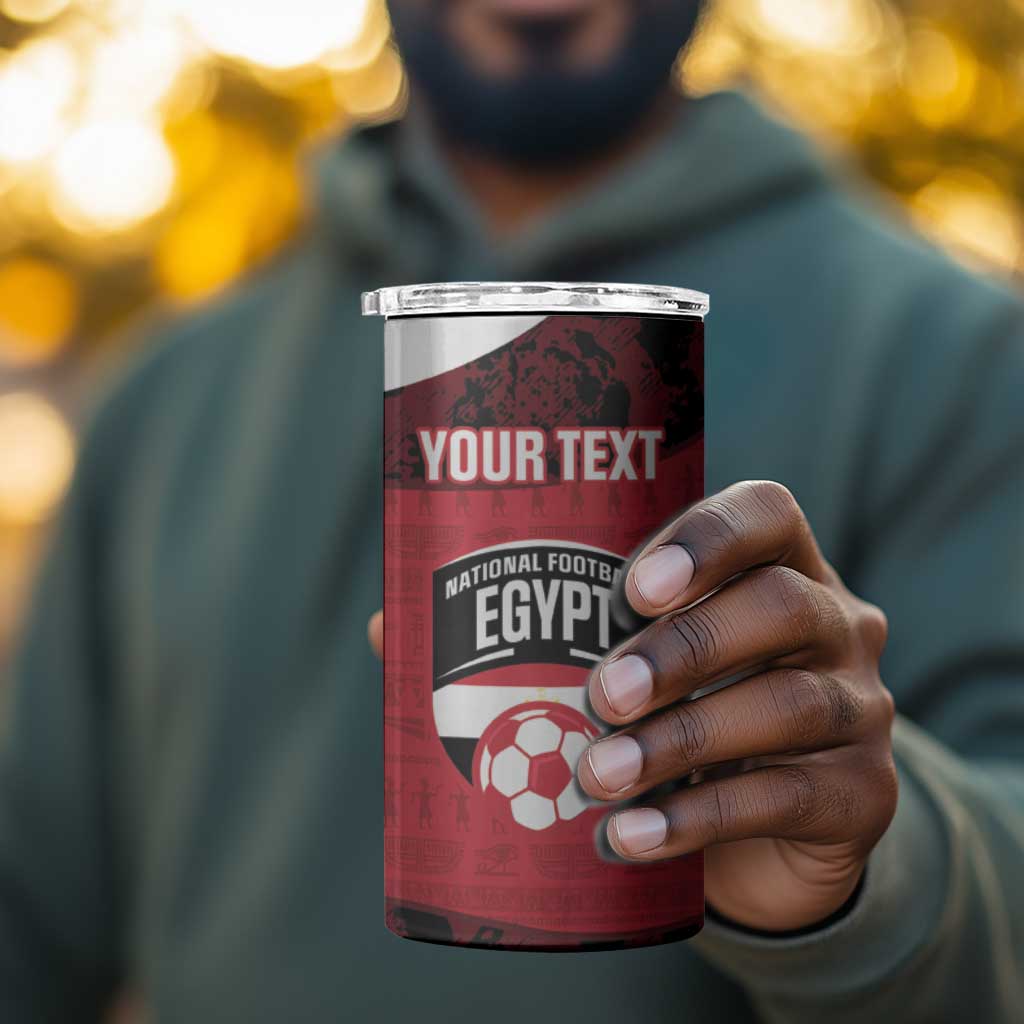 Custom Egypt Football 4 in 1 Can Cooler Tumbler 2026 Go Pharaohs Ancient Egyptian Pattern - African Pride