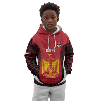 Custom Egypt Football Kid Hoodie 2026 Go Pharaohs Ancient Egyptian Pattern - African Pride