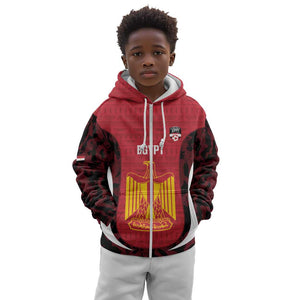 Custom Egypt Football Kid Hoodie 2026 Go Pharaohs Ancient Egyptian Pattern - African Pride