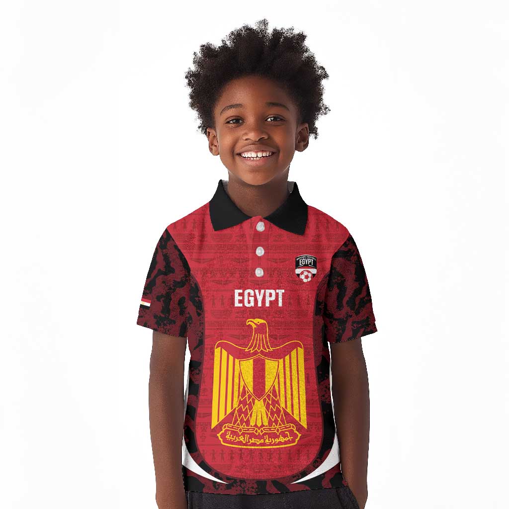 Custom Egypt Football Kid Polo Shirt 2026 Go Pharaohs Ancient Egyptian Pattern - African Pride